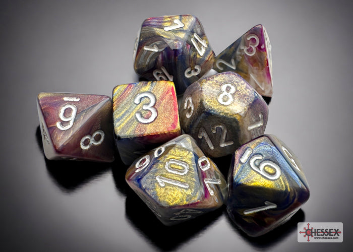 Festive Carousel/white Mini-Polyhedral 7-Die Set (Mini Poly Release 3)