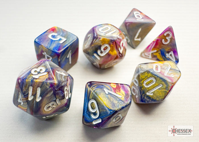 Festive Carousel/white Mini-Polyhedral 7-Die Set (Mini Poly Release 3)