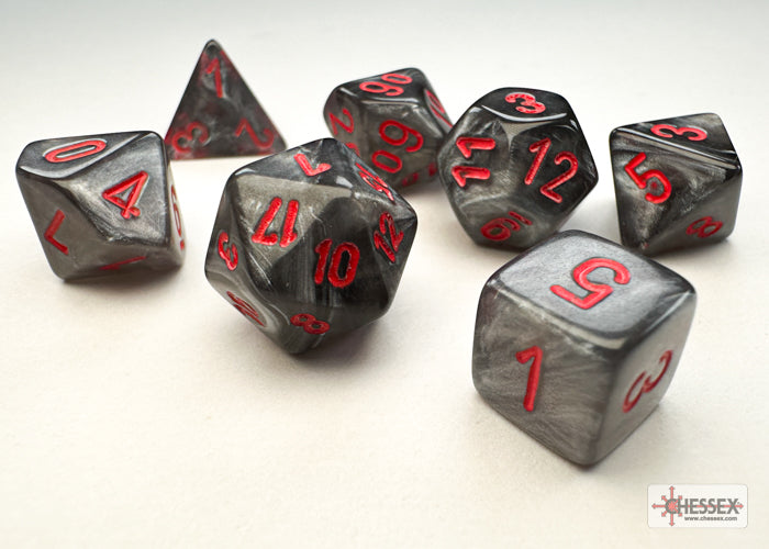Velvet Black/red Mini-Polyhedral 7-Die Set (Mini Poly Release 3)
