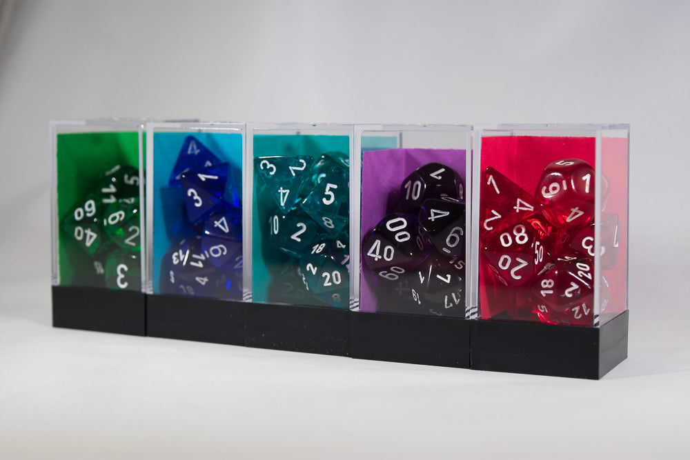 Translucent 7-Die Chessex Sets Made in Germany -Red, Blue, Green, Teal, Purple-