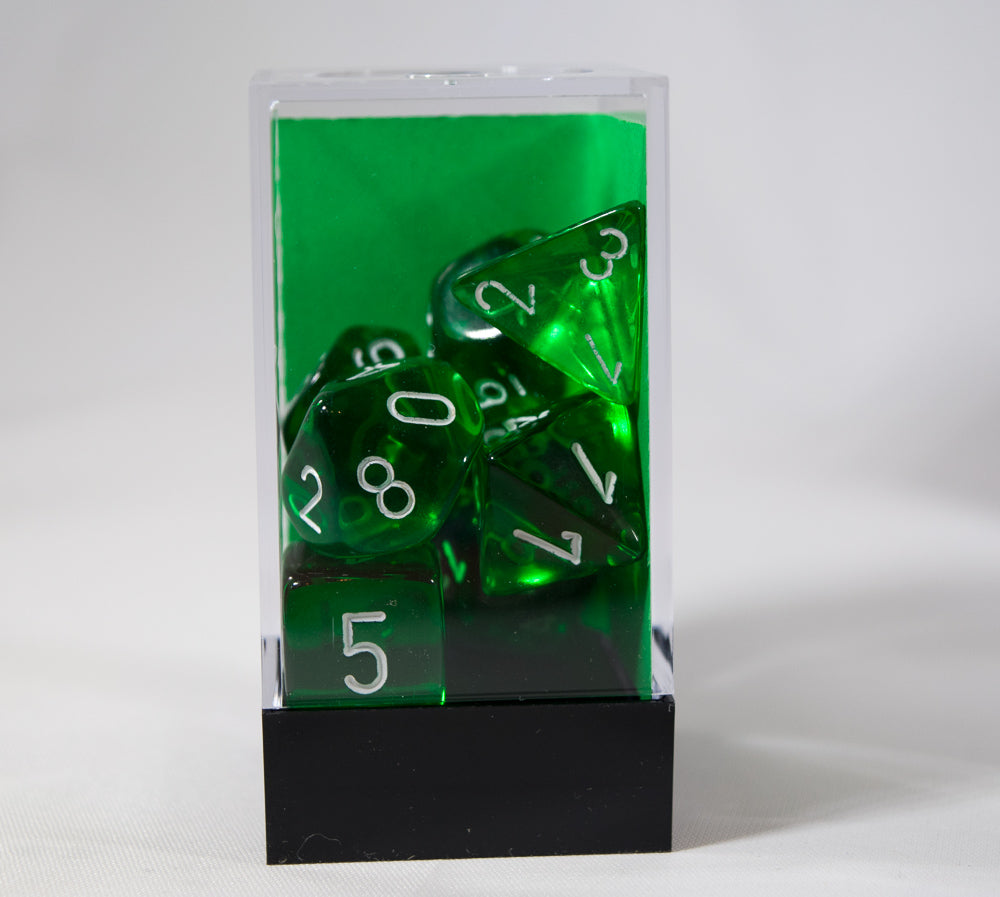 Translucent 7-Die Chessex Sets Made in Germany -Red, Blue, Green, Teal, Purple-
