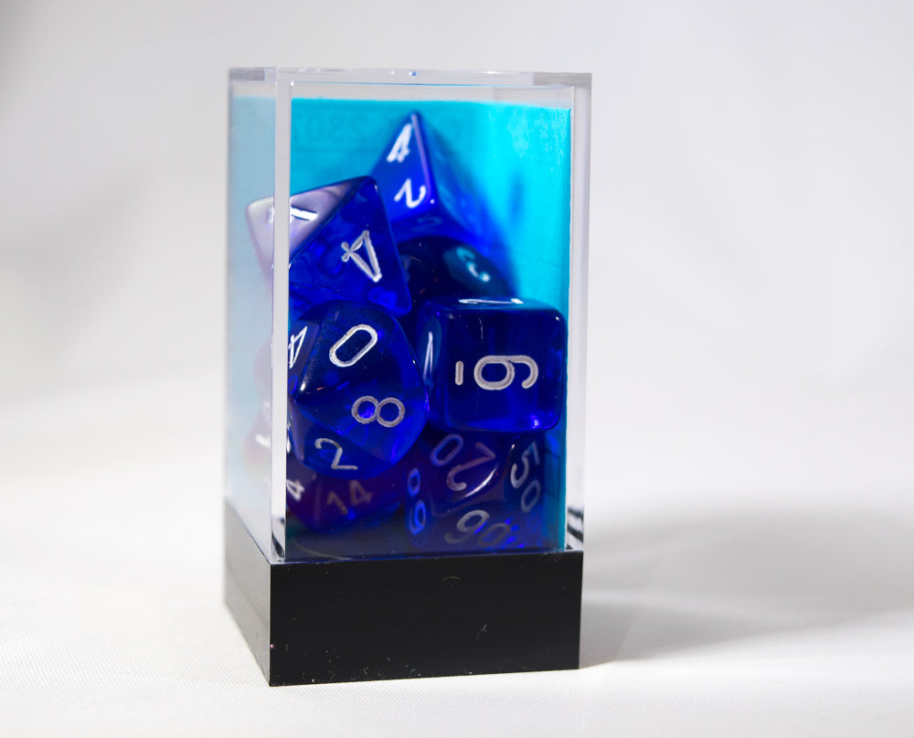 Translucent 7-Die Chessex Sets Made in Germany -Red, Blue, Green, Teal, Purple-