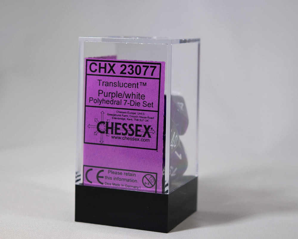 Translucent 7-Die Chessex Sets Made in Germany -Red, Blue, Green, Teal, Purple-